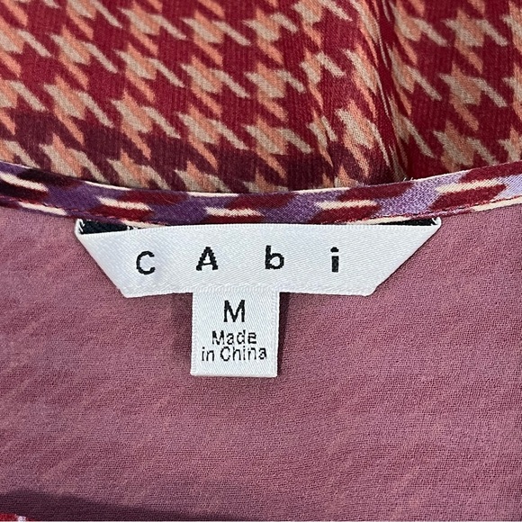 Cabi Plaid Tank Top Red Purple Wine Sleeveless Shell Blouse Houndstooth - Picture 11 of 13